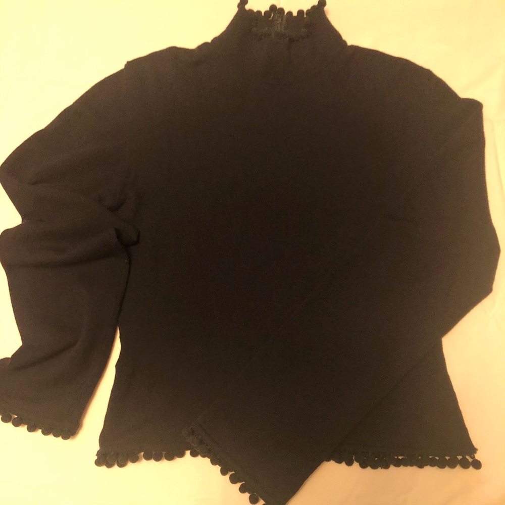 DIOR Black Wool Pom-Pom Sweater, size 12